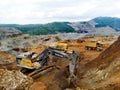 Volvo excavator digging ground in open-pit copper mine in Majdanpek, Serbia