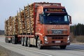 Volvo FH Birch Timber Haul on Highway Royalty Free Stock Photo