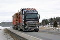 Volvo FH16 Logging Truck Hauls Pulp Wood
