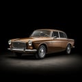 Vintage Volvo Classic Car In Fawncore Style On Isolated White Background