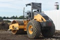 Volvo SD110 soil compactor in a construction site (Indonesia-7 January 2023)