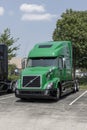 Volvo Semi Tractor Trailer Big Rig Truck display at a dealership. Volvo Trucks is one of the largest truck manufacturers
