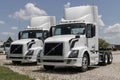 Volvo Semi Tractor Trailer Big Rig Truck display at a dealership. Volvo Trucks is one of the largest truck manufacturers