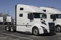 Volvo Semi Tractor Trailer Big Rig Truck display at a dealership. Volvo Trucks supplies complete transport solutions