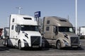 Volvo Semi Tractor Trailer Big Rig Truck display at a dealership. Volvo Trucks supplies complete transport solutions