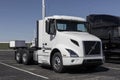 Volvo Semi Tractor Trailer Big Rig Truck display at a dealership. Volvo Trucks supplies complete transport solutions