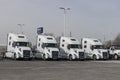 Volvo Semi Tractor Trailer Truck display at a dealership. Volvo Trucks is one of the largest truck manufacturers