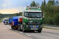 Volvo Semi Truck Wide Load Transport in the Evening Royalty Free Stock Photo