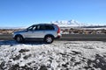 A Volvo XC90 on a mountain road Royalty Free Stock Photo