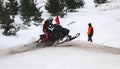 Volzhsk, RUSSIA, February 02, 2019: Championship of Russia on cross-country on snowmobiles