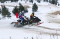 Volzhsk, RUSSIA, February 02, 2019: Championship of Russia on cross-country on snowmobiles