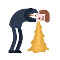 Vomit man. Puke Vector illustration. Retching cartoon. Vomitus Royalty Free Stock Photo