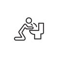 vomiting in bathroom icon Outline vector for web ui Royalty Free Stock Photo