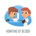 Vomiting of blood medical concept. Vector illustration.