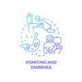 Vomiting and diarrhea blue gradient concept icon