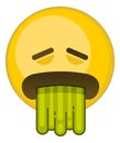 Vomiting emoji. Disgusted face expression. Illness symbol