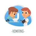 Vomiting medical concept. Vector illustration.