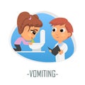 Vomiting medical concept. Vector illustration.