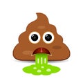 Vomiting poo emoji vector cartoon Royalty Free Stock Photo