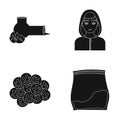 Vong, drug addict, package with marijuana, ecstasy. Drugs set collection icons in black style vector symbol stock