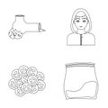 Vong, drug addict, package with marijuana, ecstasy. Drugs set collection icons in outline style vector symbol stock