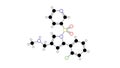 vonoprazan molecule, structural chemical formula, ball-and-stick model, isolated image potassium-competitive acid blocker