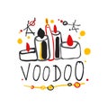 Voodoo African and American magic logo with candles and stars