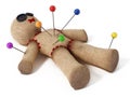 Voodoo doll with needles isolated on white background. Royalty Free Stock Photo