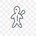 Voodoo doll vector icon isolated on transparent background, line