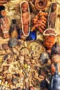 Voodoo objects for sale in a fetish market, used for traditional Royalty Free Stock Photo
