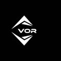 VOR abstract technology logo design on Black background. VOR creative initials letter logo concept