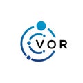 VOR letter technology logo design on white background. VOR creative initials letter IT logo concept. VOR letter design