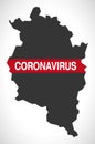Vorarlberg AUSTRIA federal state map with Coronavirus warning illustration Royalty Free Stock Photo