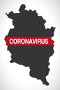 Vorarlberg AUSTRIA federal state map with Coronavirus warning illustration