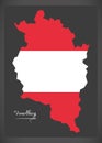 Vorarlberg map of Austria with Austrian national flag illustration