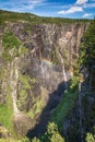 Voringsfossen waterfall canyon valley in Hardangervidda, Norway Royalty Free Stock Photo