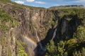Voringsfossen waterfall canyon valley in Hardangervidda, Norway Royalty Free Stock Photo