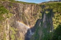 Voringsfossen waterfall canyon valley in Hardangervidda, Norway Royalty Free Stock Photo