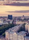 Voronezh, evening summer cityscape, colourful sky at sunset light,vertical image Royalty Free Stock Photo