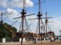 Voronezh, Russia - August, 2021: Goto Predestinatsia, a Russian 18th century navy flagship, the first ship built in