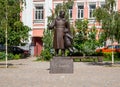 The sculptural composition of the poet `Marshak and his muse` in the city of Voronezh Royalty Free Stock Photo