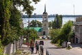 Voronezh, Russia - August 23. 2018. View on Assumption Admiralty Church from street Decembrists