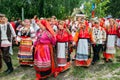 Voronezh, Russia - Circa, 2012: Traditional Russian folklore festival, people in traditional Russian ethnic suit for