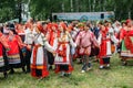 Voronezh, Russia - Circa, 2012: Traditional Russian folklore festival, people in traditional Russian ethnic suit for