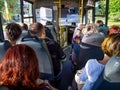 Salon taxi with passengers traveling in it