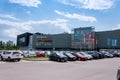 The building of the Arena trading house in Voronezh, cars in the parking lot