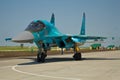 VORONEZH, RUSSIA - MAY 25, 2014: Russian military aircraft fighter-bomber Su-34