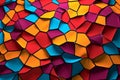 Vibrant Voronoi Block Texture - Outlined Colorful Abstract 3D Background