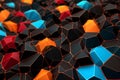 Vibrant Voronoi Block Texture - Outlined Colors Abstract 3D Background