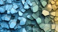 Voronoi diagram background created with Generative AI. Colorful pattern with blue and yellow.